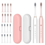 Couple's Electric Toothbrush Set with 2 Handles & Travel Case Style 1