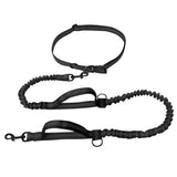 2 in 1 Double Leash for Dogs No Tangle Bungee Dog Leash Reflective Comfortable Padded Handles Black