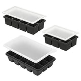 3PCS Large Ice Cube Trays Silicone Ice Cube Trays Huge Square Ice Cubed Tray for Whisky and Cocktail Black