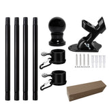 4-Section Flag Pole Kit for House Flags 5.25ft Metal Flagpole with 360-Degree Rotating Rings for Home Porch Yard Garden Black