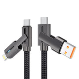 4 in 1 Fast Charging Cable Zinc Alloy Braided USB Type-C to Lightning Cable