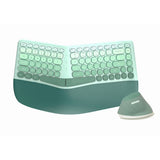 Wireless Keyboard and Mouse Combo 2.4G Full Size Wave Keys  for Windows Desktop Green Gradient