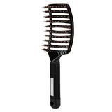 Detangle Nylon Boar Bristle Brush Head Scalp Comb Black