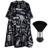 Hair Cutting Cape with Neck Duster Brush Large Size Salon Barber Cape for Men Women Black
