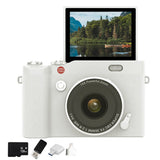 4K Vlogging Camera 64MP Digital Camera with Flip Screen Auto Focus Camera for Selfies Travel White