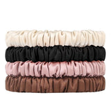 4 PCS 19 Momme Mulberry Silk Scrunchies Elastic Hair Ties for Women