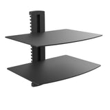 Two-Tier Floating TV Shelf Tempered Glass Adjustable Media Stand