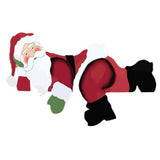 Santa Peeking Over Fence Sign Outdoor Christmas Yard Decoration for Garden
