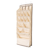 16-Grid Hanging Shoe Rack Over The Door Shoe Organizer Beige