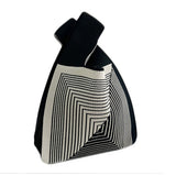 Hooking Tote Bag Small Cute Knot Wristlet Knitted Bag Knitted Wrist Purse Black Line