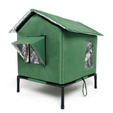Cat House for Outside Winter Insulated Cat Shelter for Small to Medium Cats Green