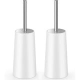2 PCS Toilet Brush Set with 304 Stainless Steel Handle and Holder White