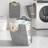 2 PCS Wall Mounted Foldable Laundry Hamper Hanging Clothes Storage Basket Grey