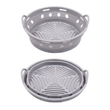 2Pcs Round Foldable Air Fryer Silicone Pot Reusable Air Fryer Basket Oven Baking Tray Pan Air Fryer Liner Red and Grey