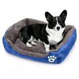 Soft Winter Semi-Enclosed Pet Bed Mat with Raised Edges Royal Blue