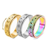3 PCS Stainless Steel 360 Degree Spinner Ring Set Gold Silver Rainbow