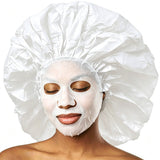 2 PCS Extra Large Waterproof Reusable PEVA Shower Caps for Long Hair White