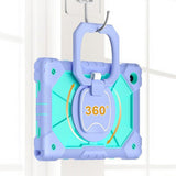 360 Rotating Stand Case for Samsung Tab A11 Plus A9 Plus with Strap Aqua Green