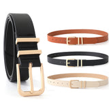 3 PCS Women Belts For Jeans Dresses Pants Ladies Leather Waist Belt with Gold Buckle