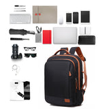 26L Expandable Commuter Backpack Water Resistant Laptop Bag with USB Charging Port Black