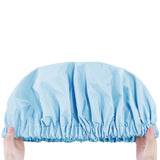 Reusable Polyester Satin Shower Cap Double-Layer Water-Resistant for Women Blue