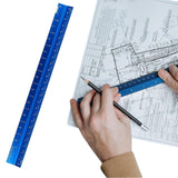 Architectural Scale Ruler Aluminum Triangular Ruler for Blueprint Triangle Drafting Architecture Blue