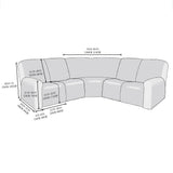5-Seat Corner Sofa Cover Anti Slip Covers Recliner Corner Sofa Protector Black