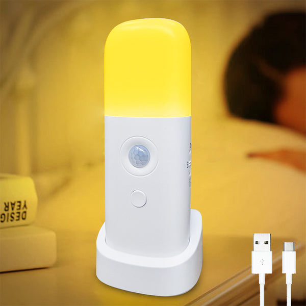 Ｄimmable Motion Sensor Night Light Rechargeable Nightlight with 5 Brightness Levels Yellow
