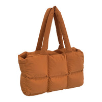 Puffer Tote Bag Large Quilted Puffy Handbag Lightweight Satchel Purse Caramel
