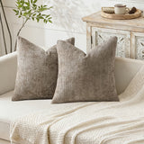2 Pack Chenille Knit Throw Pillow Covers for Couch Sofa Bed Camel