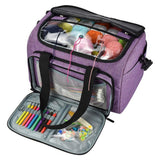 Yarn Storage Bag Wool Tote with Hooks Needles & Accessories Organizer Purple