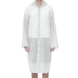 Reusable Unisex Raincoat Non-Disposable Raincoat Waterproof Hooded Poncho White