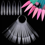 100 PCS Clear Nail Sticks with Ring Nail Art for Polish Display Almond Shapes