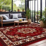 Vintage Persian Style Carpet Soft Area Rug Floor Mat for Bedroom Kitchen Entryway Living Room Red