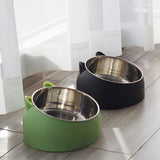400ml Stainless Steel Tilted Pet Bowl – Non-Slip Raised Feeder for Cats & Dogs Green