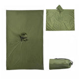 3-in-1 Hooded Rain Poncho for Adult with Pocket, Waterproof Lightweight Army Green