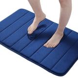 3 Pieces Set Water Absorption Bathroom Floor Mats Non-Slip Bath Mats Deep Blue