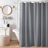 Water Resistant Waffle Shower Curtain with 12 Rustproof Metal Rings Gray