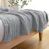 230x200cm Cotton Muslin Blanket Throw Blanket Travel Wrap Bed Cover Grey