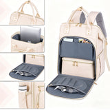 2-in-1 Laptop Backpack with Insulated Lunch Bag Work Backpack for 15.6 Inch Laptop Beige