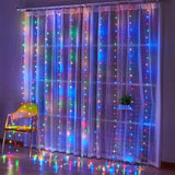 Solar Fairy Curtain Lights – Christmas Hanging String Lights for Window Backdrop Multicolor