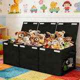 Foldable Toy Storage Organizer Box with Lid & Dividers Black Large