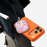 Case Cover for AirPods 4 Case Cover with Pressable Button Safety Lock & Phone Stand Clear Pink
