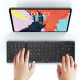 Foldable Bluetooth Keyboard Wireless Portable Keyboard Rechargeable for Laptop Tablet Smartphone Device Black