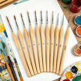 11 PCS Artist Paint Brush Detail Brush Set for Watercolor Acrylic Oil Khaki