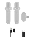 2.4G Wireless Lavalier Microphone Plug and Play Mic for Android iPhone iPad Vlog Live Stream White