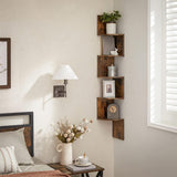 5 Tier Corner Zigzag DVD CD Storage Shelf Wall Mount Display Rack Brown