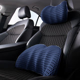2Pcs Set Lumbar Neck Support Pillow Memory Foam Cushion for Car Office Chair Seat Blue