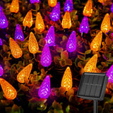 7M Solar Strawberry String Lights Waterproof Christmas LED Holiday Decor - Purple and Orange