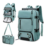 Large Travel Backpack Water Resistant Laptop Backpack Camping Rucksack With Separate Shoe Pocket Green